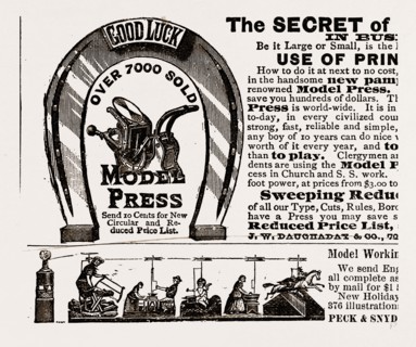 The secret of good luck, 1880, 19th century engraving, USA, America