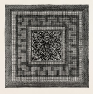 ANCIENT ROMAN PAVEMENT FOUND IN THREADNEEDLE STREET, 1841. London, UK, 19th century engraving