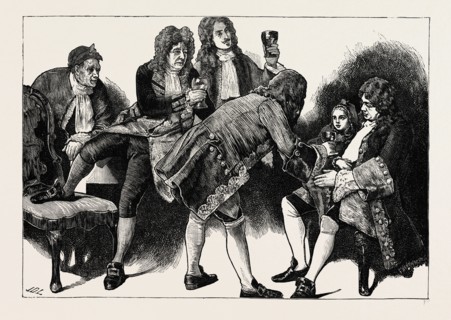 LADY MARY WORTLEY MONTAGU AND THE KIT-KATS. London, UK, 19th century engraving