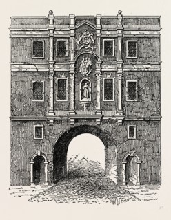 Old Lud Gate, about 1750, London, UK, 19th century engraving