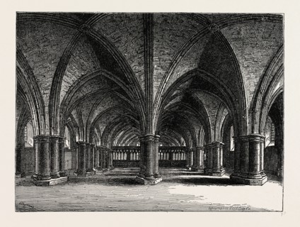 THE CHURCH OF ST. FAITH, THE CRYPT OF OLD ST. PAUL'S, FROM A VIEW BY HOLLAR. London, UK, 19th