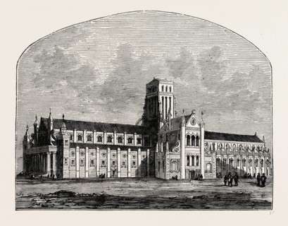 ST. PAUL'S AFTER THE FALL OF THE SPIRE, FROM A VIEW BY HOLLAR. London, UK, 19th century engraving
