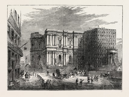 THE REBUILDING OF ST. PAUL'S. London, UK, 19th century engraving