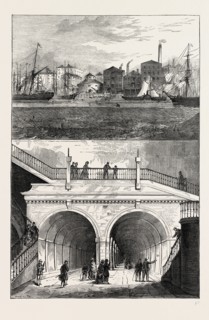 THE THAMES TUNNEL, London, UK, 19th century engraving