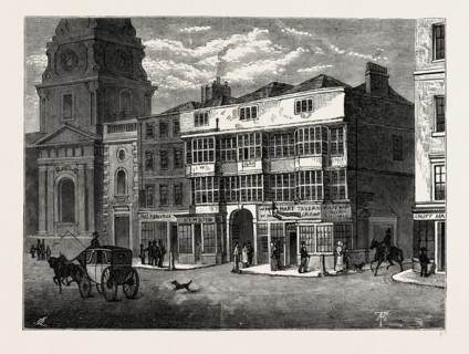 THE WHITE HART, BISHOPSGATE STREET, IN 1810. London, UK, 19th century engraving