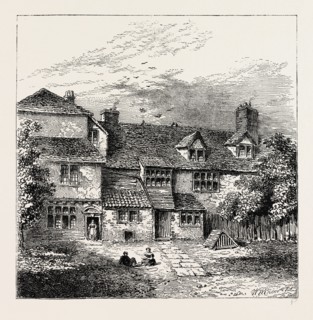 SIR WALTER RALEIGH'S HOUSE. London, UK, 19th century engraving