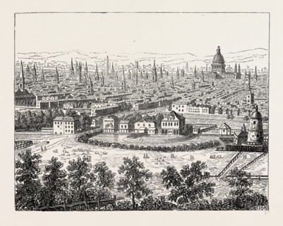 LONDON FROM ISLINGTON, 1753, London, UK, 19th century engraving