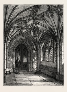 PORCH OF ST. SEPULCHRE'S CHURCH. London, UK, 19th century engraving