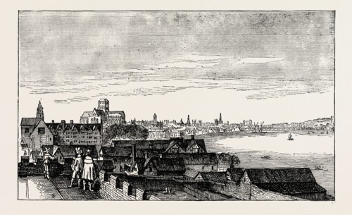 LONDON, FROM THE TOP OF ARUNDEL HOUSE. London, UK, 19th century engraving