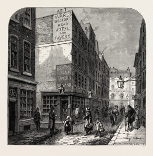 THE OLD BEDFORD HEAD. London, UK, 19th century engraving