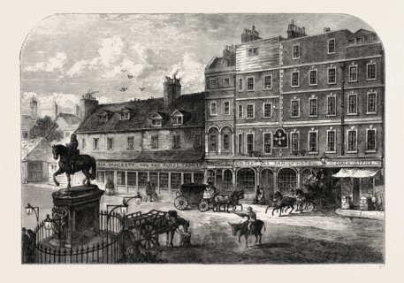 CHARING CROSS FROM NORTHUMBERLAND HOUSE IN 1750. London, UK, 19th century engraving