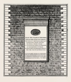 KING THEODORE'S MONUMENT. London, UK, 19th century engraving