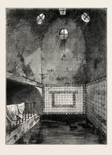 QUEEN ANNE'S BATH. London, UK, 19th century engraving