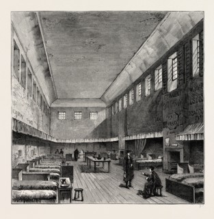 THE OLD DORMITORY IN 1840, Westminster School,  London, UK, 19th century engraving