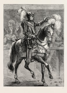 MR. DYMOKE, THE KING'S CHAMPION. London, UK, 19th century engraving