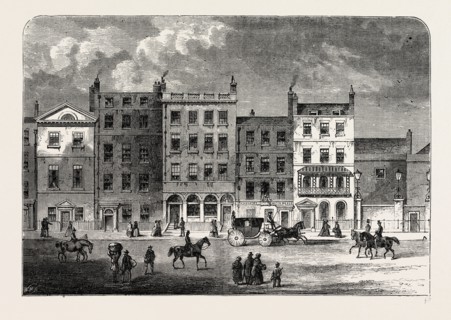 OLD HOUSES IN PALL MALL, ABOUT 1830, London, UK, 19th century engraving