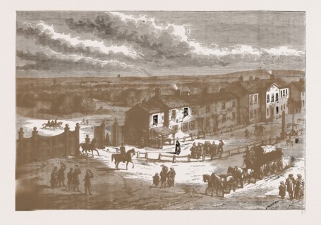 HYDE PARK CORNER 1N I750. London, UK, 19th century engraving