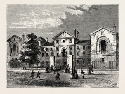 THE MIDDLESEX HOSPITAL. London, UK, 19th century engraving