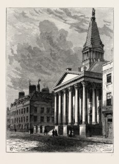 ST. GEORGE'S CHURCH, BLOOMSBURY, London, UK, 19th century engraving