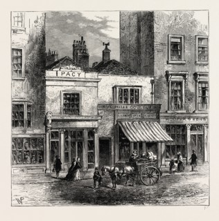 OLD HOUSES IN HOLBORN. London, UK, 19th century engraving