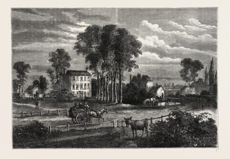 PADDINGTON GREEN IN 1750. London, UK, 19th century engraving