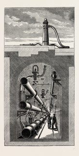 INTERIOR OF SUBWAY, HOLBORN VIADUCT. London, UK, 19th century engraving