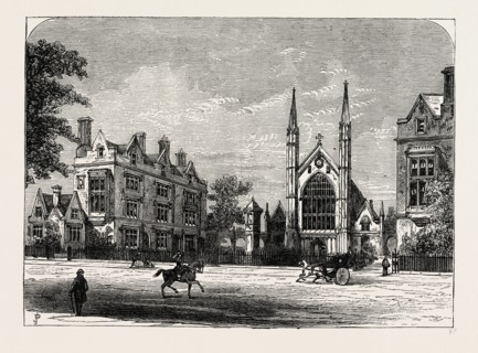 ST. KATHARINE'S HOSPITAL London, UK, 19th century engraving