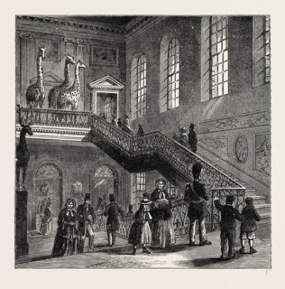 MONTAGU HOUSE, GRAND STAIRCASE, 1830. London, UK, 19th century engraving