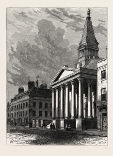 ST. GEORGE'S CHURCH, BLOOMSBURY. London, UK, 19th century engraving