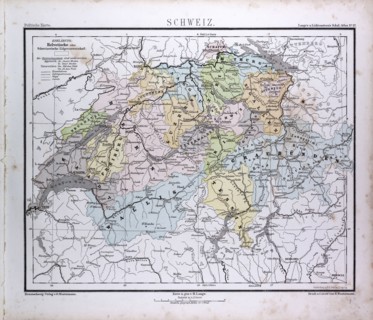 Switzerland, atlas by Th. von Liechtenstern and Henry Lange, antique map 1869