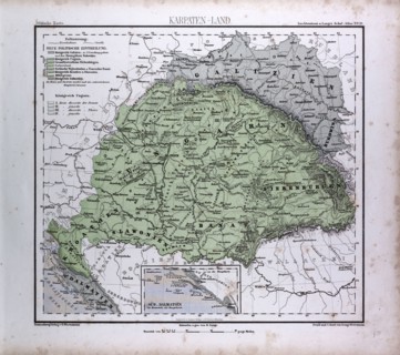 Carpathian Mountains, Karpaten, Karpaty, Atlas by Th. von Liechtenstern and Henry Lange, antique