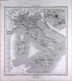 Italy, atlas by Th. von Liechtenstern and Henry Lange, antique map 1869