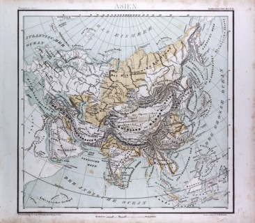 Asia Map, atlas by Th. von Liechtenstern and Henry Lange, antique map 1869