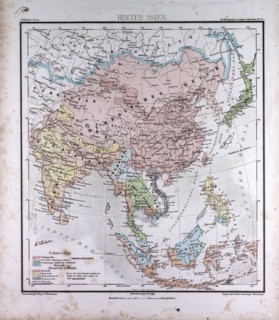 Asia, atlas by Th. von Liechtenstern and Henry Lange, antique map 1869