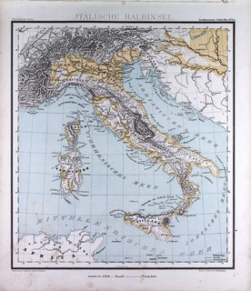 Italy, atlas by Th. von Liechtenstern and Henry Lange, antique map 1869