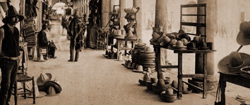 Mexico, portales of market, Aguas Calientes, Jackson, William Henry, 1843-1942, Markets, Peddlers,