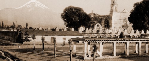 Mexico, Popocatapetl sic from plaza, Amecameca, Jackson, William Henry, 1843-1942, Volcanoes,