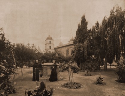Mission of Santa Barbara, the cemetery, Missions, Monks, Cemeteries, United States, California,