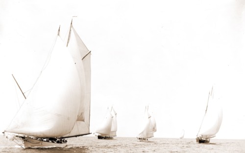 N.Y.Y.C. fleet at Pollock Rip, New York Yacht Club, Morgan Cup race, Regattas, Yachts, Yacht clubs,