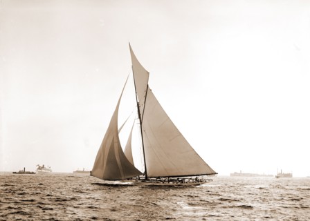 Vigilant rounding outer mark, Vigilant (Yacht), America's Cup races, Yachts, Regattas, 1893