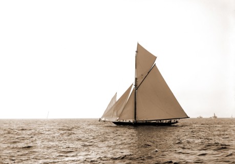 Valkyrie rounding outer mark, Valkyrie II (Yacht), America's Cup races, Yachts, Regattas, 1893