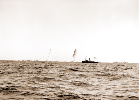 Columbia and Shamrock I, ready for the start, Oct. 7, '99, Columbia (Sloop), Shamrock I (Yacht),