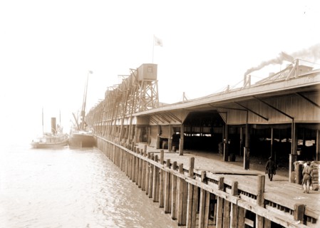 Stuyvesant elevators from the river, New Orleans, Piers & wharves, Rivers, Shipping, Warehouses,