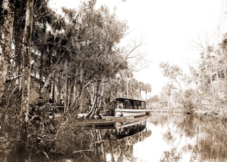 Tomoka landing, Fla, Piers & wharves, Rivers, Boats, United States, Florida, Tomoka River, 1900