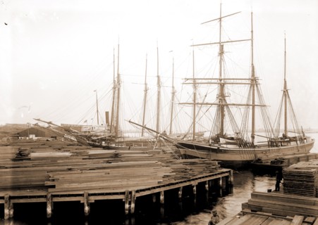 Lumber wharfs, St. John's River, Jacksonville, Fla, Lumber industry, Piers & wharves, Rivers,