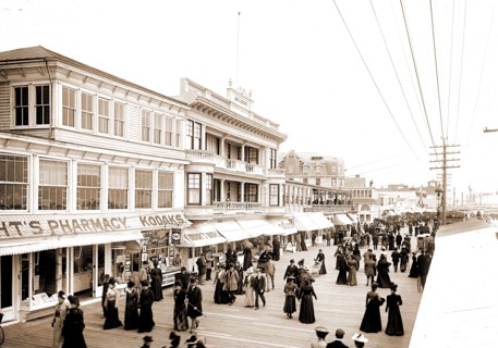 Board walk towards Steel Pier, Atlantic City, N.J, Commercial facilities, Boardwalks, United