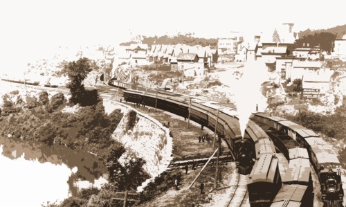 N.Y.C.R.R. New York Central Railroad at Little Falls, Mohawk Valley, N.Y, Jackson, William Henry,