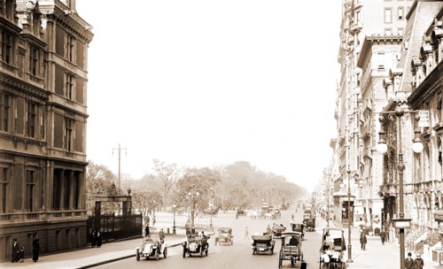 Fifth Avenue at Fifty-seventh Street, north to Central Park, New York City, Parks, Streets, United