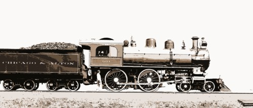 Railroad locomotive and coal car, Chicago and Alton Railroad, Railroad locomotives, 1900