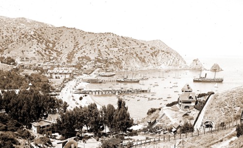 Harbor and Avalon Greek Theater, Avalon, Catalina Island, Calif, Harbors, Amphitheaters, United